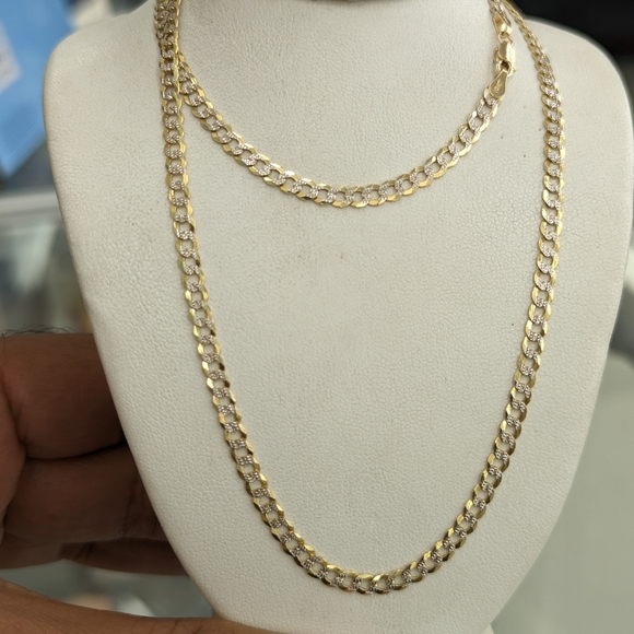 10kt real solid gold cuban diamond cut chain 3.6mm 22 inch - Picture 2 of 12